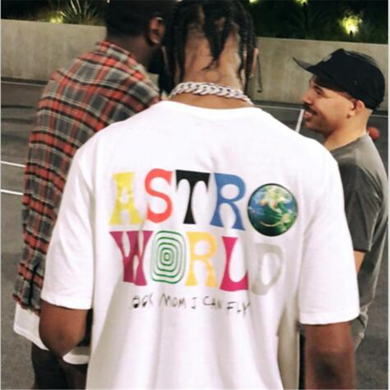 

Cotton 100% TRAVIS SCOTT ASTROWORLD CONCERT MERCH Summer men's and women's cotton t-shirts 2018 new products hip hop Street, White;black