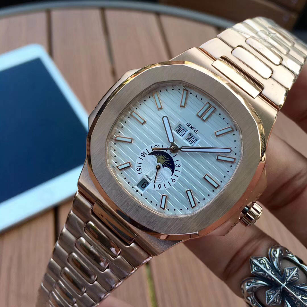 

Men Automatic high quality Watch Silver Strap Blue Stainless Mens Mechanical Wristwatch waterproof Super luminous watches for men, Slivery;brown