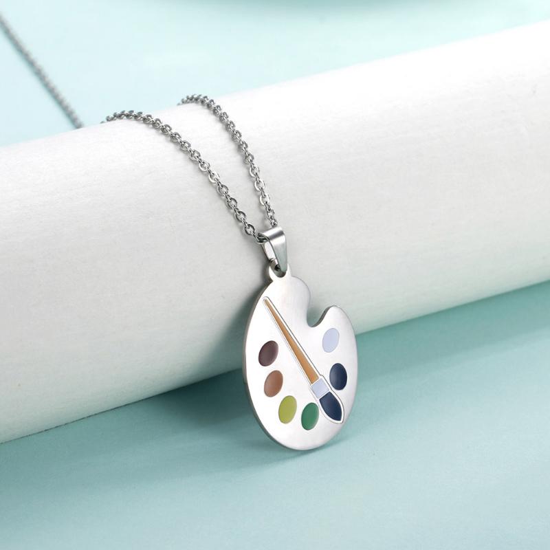 

Pendant Necklaces Palette Painter Art Artist Necklace Pigment Draw Brush Gold Color Stainless Steel Gift For Woman Man Chain Charm Jewelry