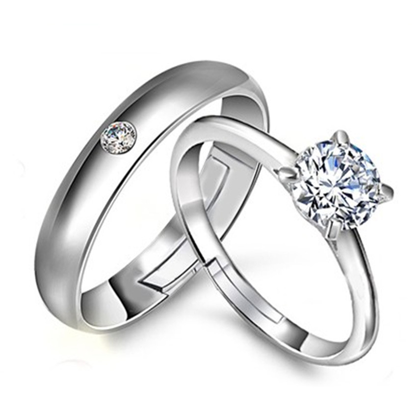 

Couple Open Adjustable Band Rings Silver Couple Engagement Wedding Ring for Women Men Fashion Jewelry gift Will and Sandy