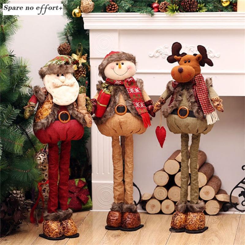 

Christmas Decorations Goods Large Standing Santa Claus Toys Retactable Long Leg Snowman Dolls Year Decoration Adornos Navidad 2022