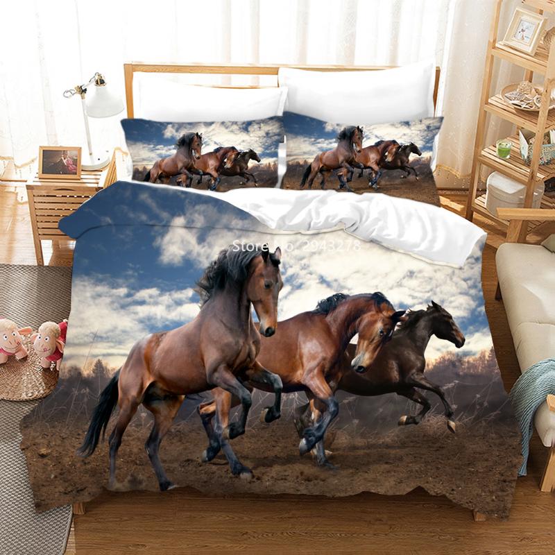 

Bedding Sets 3D-printed Fashion Animal Horse Pattern Set Duvet Covers And Pillowcases Deluxe Full-size Bedroom Decor