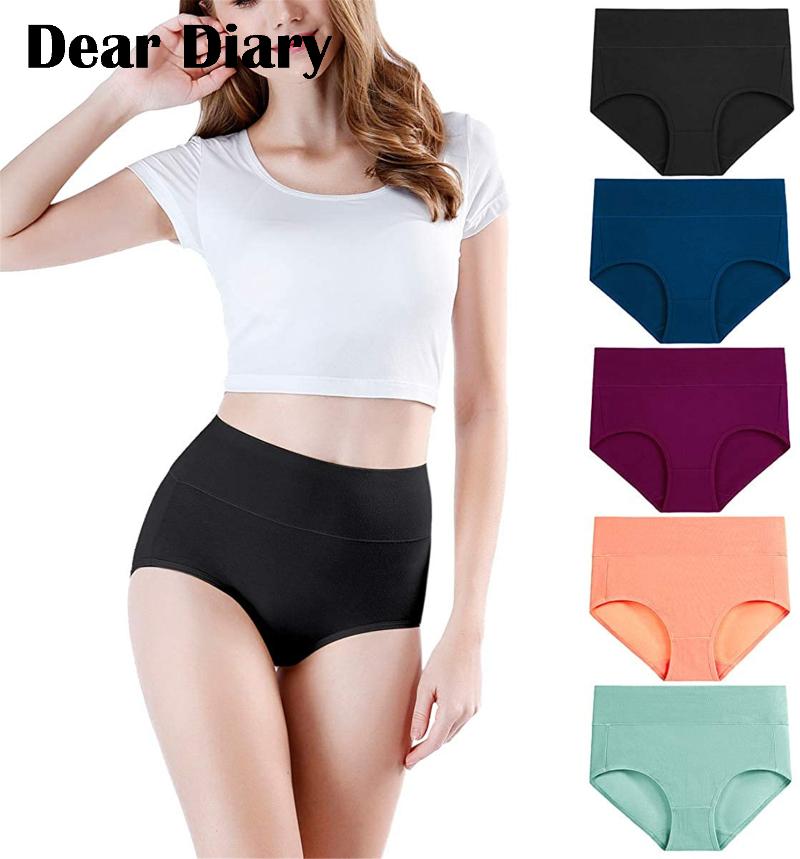 

Women's Panties 5PCS High Waisted Cotton Underwear Stretch Briefs Soft Full Coverage Fast Delivery Drop -5XL, As pic