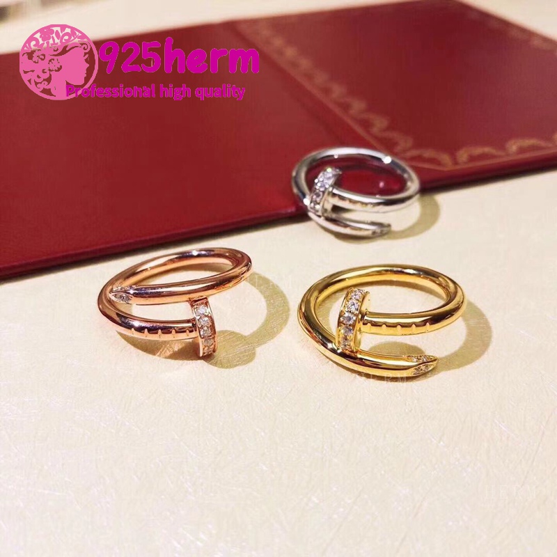 

With Side Stones 925 sterling silver high quality official logo screw nail ring series multicolor sparkle low-key simple woman easter gift c