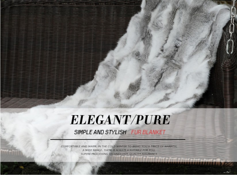 

Hot Selling Blanket CX-D-18C Custom Blanket Made Natural Color Real Fur Area Rug