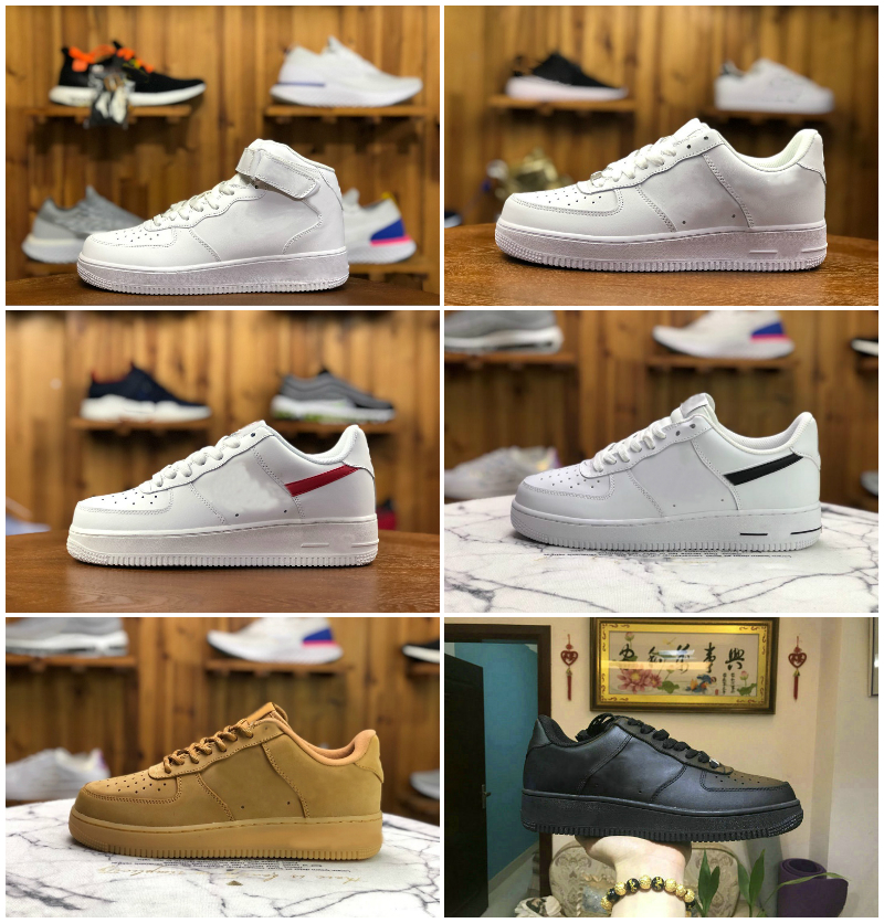 

Top Quality 2021 Forces Men Low Skateboard Running Shoes Fashion One Unisex 1 Knit Euro Air High Women All White Black Red Leather Trainer Sneaker, A-z001