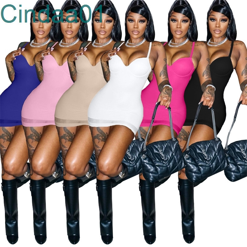 

2022 Summer Club Dresses Solid Color Sexy Women Suspender Short Hip Wrap Skirt Fashion Splicing Dress, Royal blue