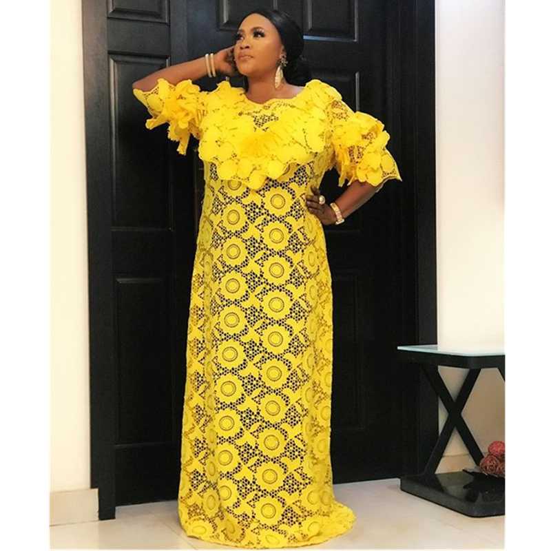 

Ethnic Clothing African Dresses For Women Dashiki Plus Size Long Sleeve Fashion Lace Dress Africa Muslim