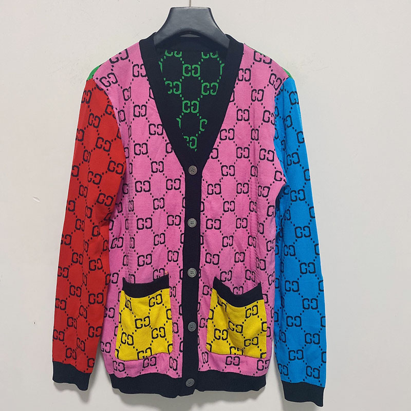 

V Neck Women Button Multicolor Cardigan 2021 Long Sleeve Sweater Autumn Winter Knitted Loose Oversized Jumper Casual