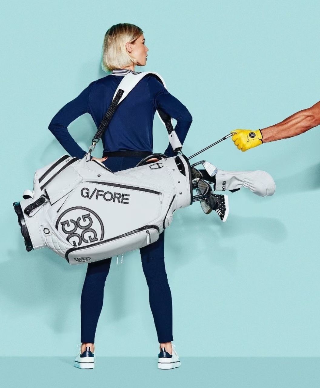 

Golf bag G4, waterproof bag, high quality PU leather, white, blue