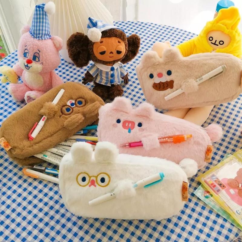 

Milkjoy Kawaii Bear Pen Bag Korea Design Makeup Organizer Pouch Girls Embroidery Pencil Cases Holder Cosmetic Bags &