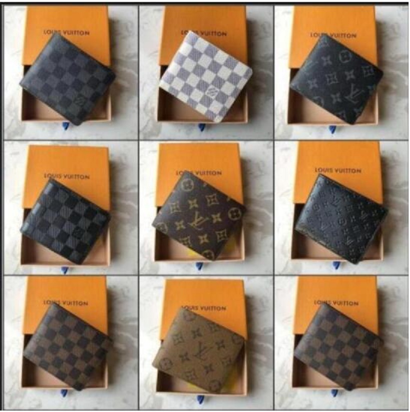 

Low price LV LOUIS bag VITTON Business wallet for women and mens classic old flower Short folding wallets clutch handbag, Red;black