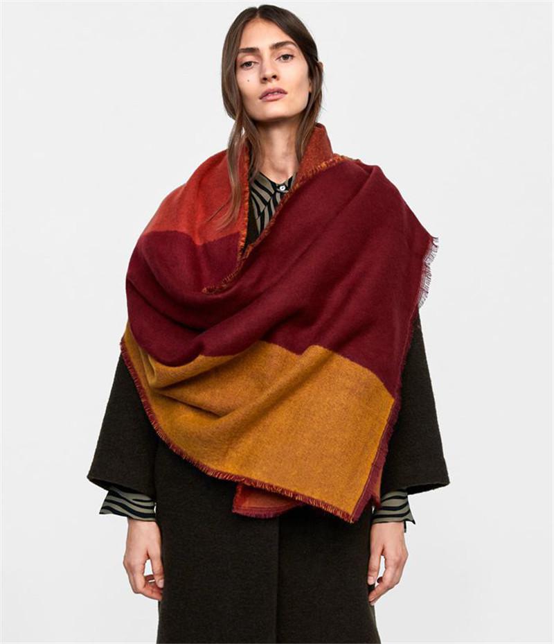 

Scarves Autumn AndWinter Scarf Of Z Family In Europe And America,Woman Geometric Jacquard Cashmere-like Thickened ThermalShawl, Blue;gray