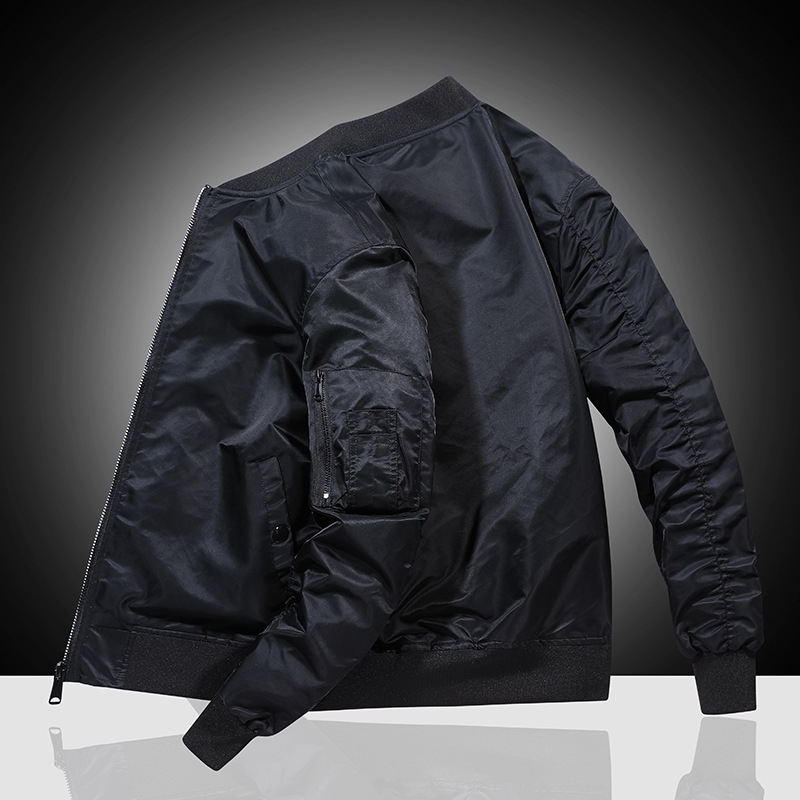 

Men's autumn pilot men's Baseball Jacket Korean fashion slim fit handsome jacket men, Black