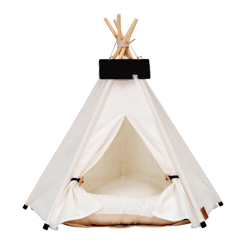 

Pet Tent House Cat Bed Portabe Teepee with Thick Cushion Avaiabe for Dog Puppy Excursion Outdoor Indoor Sma Animas Bed, White