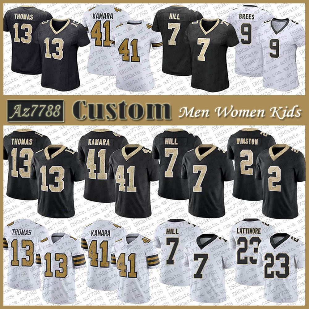 

41 Alvin Kamara 2 Jameis Winston NO Custom Men Women Kids Football Jersey 13 Michael Thomas 7 Taysom Hill 23 Marshon Lattimore Trevor Siemian Demario Davis 94 Cameron, Shown