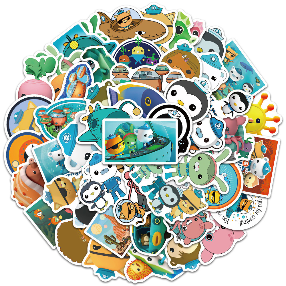 

50 PCS Mixed Graffiti skateboard Stickers Cartoon Ocean Groups Sea Animals For Car Laptop Fridge Helmet Pad Bicycle Bike Motorcycle PS4 book Guitar Pvc Decal, Multi colors