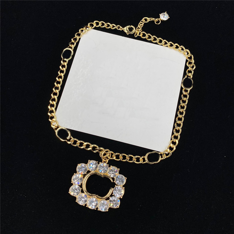 

Stylish Letter Designer Necklace Metal Chain Diamond Pendant Necklaces Women Rhinestone Crystal Jewelry For Girl Birthday Gift, Silver