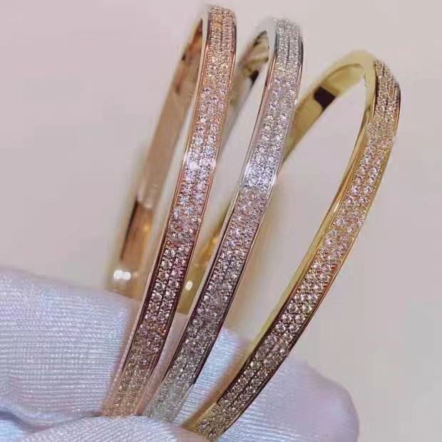 

Luxury high quality screwdriver bangle fashion double row full diamond love bracelet with exquisite packaging gift box