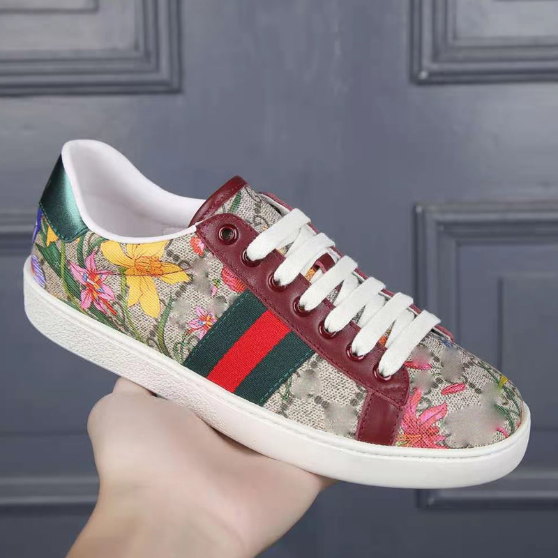 

Shoes luxurys designer women's lace up men's casual sports breathable color matching printed leather, Black