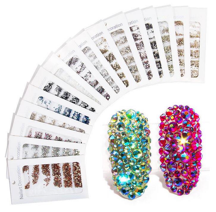 

Flat Back AB Color Crystal Nail Rhinestone 3D Jewelry Glass Diamond Gems Nail Art Decoration DIY Craft Rhinestones, Silver;gold