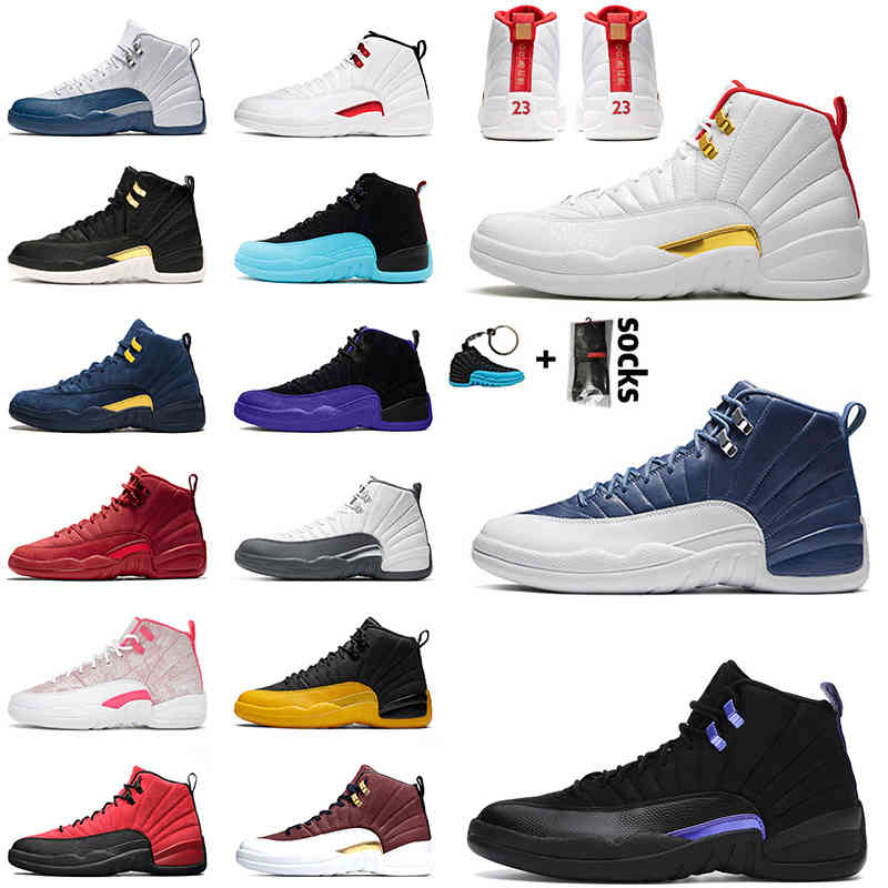 

Mens Basketball shoes 12 12s Fahsion Jumpman Sports FIBA French Blue The Master Flu Game Ov White Gym Red Retro Womens Trainers, B49 twist 40-47