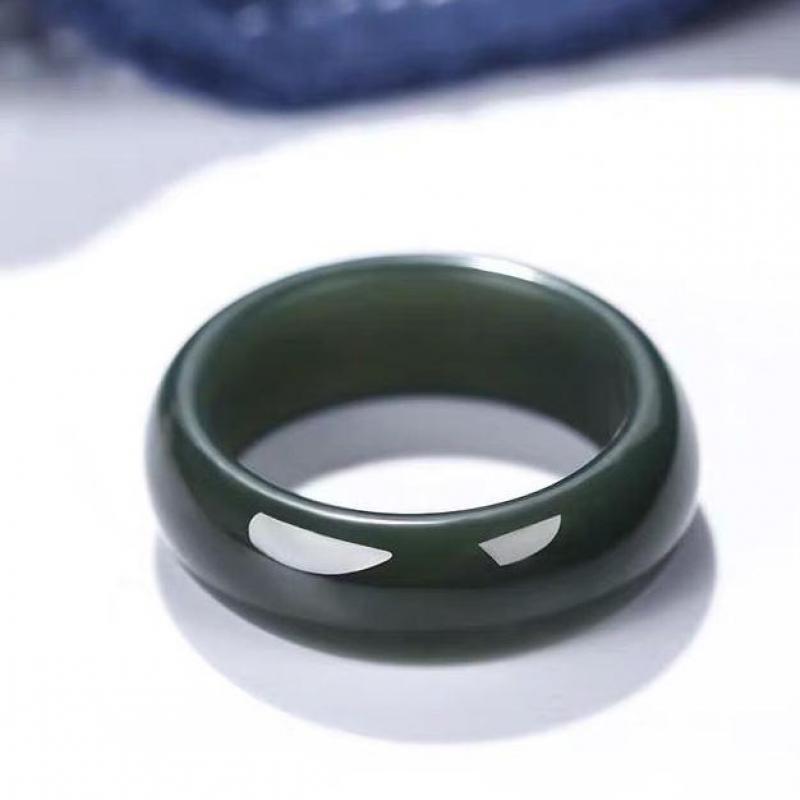 

Cluster Rings Natural Green Hetian Jade Ring Men Women Genuine Certified Jades Stone Wedding Fashion Jewelry Accessories Couple, Golden;silver