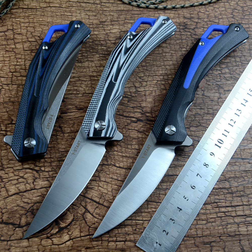 

YSTART Utility Hunting Gift Pocket Knives Ball Bearing Washer D2 Steel Blade G10 Handle 3 Colors Outdoor Camping EDC with Belt Clip LK5028