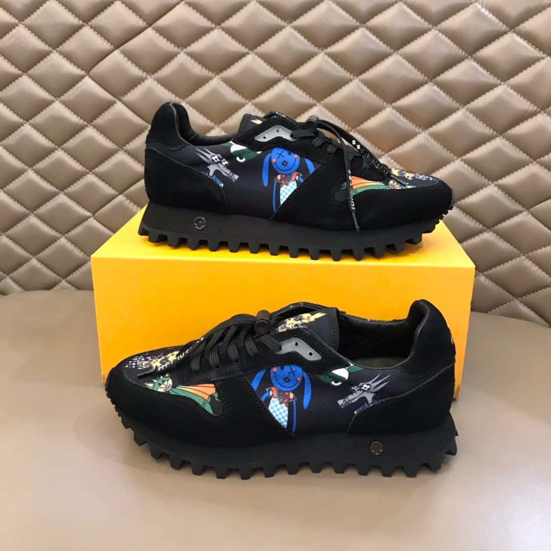 

2021 Men Sneakers Shoes Mens Leather stitching fashion Athletic lace-up Statement Casual Menss designer outdoor Cartoon printing Shoess, Black