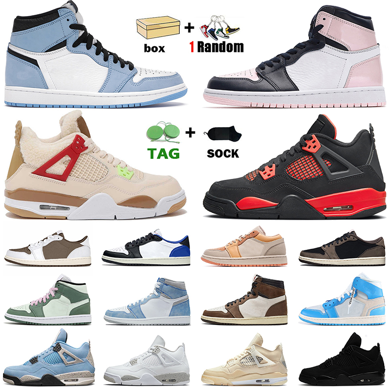 

2022 University Blue Air Jordan 1s Retro Mens Basketball Shoes Jordan4s Sail Hyper Royal Travis Fragment Twist Dark Mocha Digital Pink White