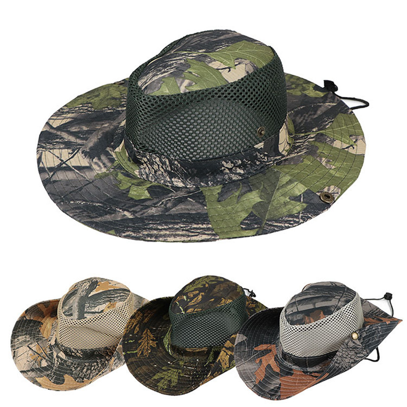 

Camouflage Bucket Hats Bonnie Hat Fishing Hat Outdoor Sport Caps Foldable Cowboys Cap Cycling HeadWear For Men Women Sun Protection Breathable