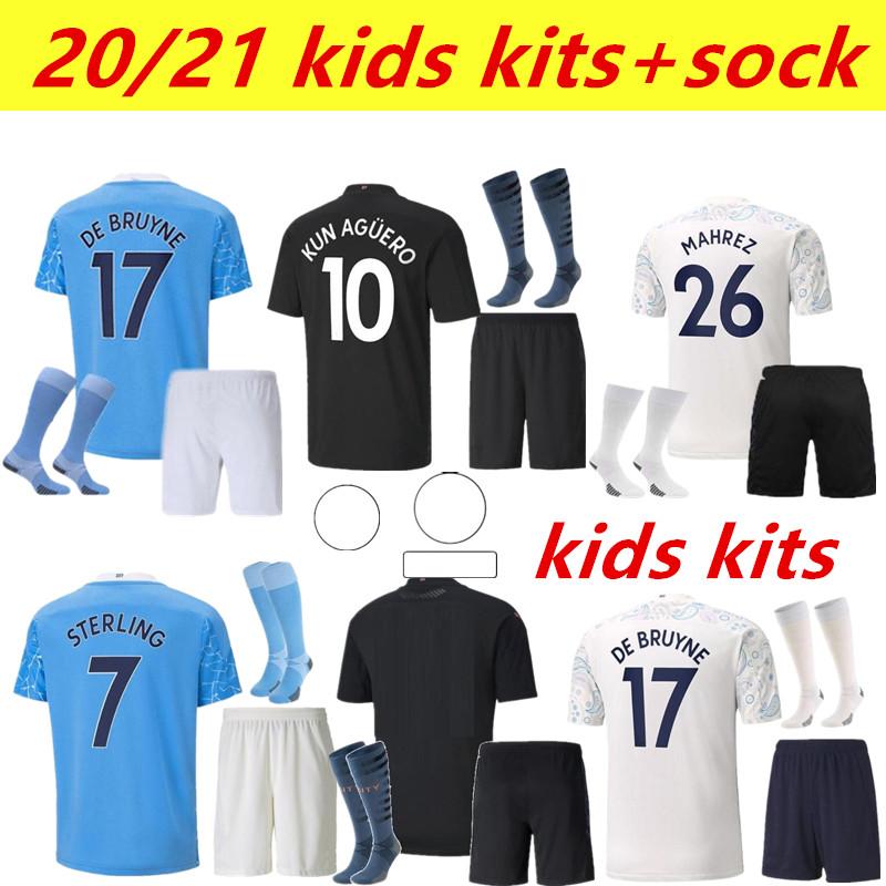 

KUN AGUERO 20 21 city soccer jerseys man STERLING football shirt DE BRUYNE GESUS BERNARDO MAHREZ RODRIGO kids kits+sock, Black;yellow
