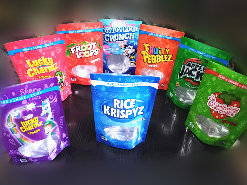 2021 empty edibles mylar packaging bag cereal pouch stand up zipper sealable smell proof 100*150mm fruity pebblez lucky charmz froot loops-image-695168369