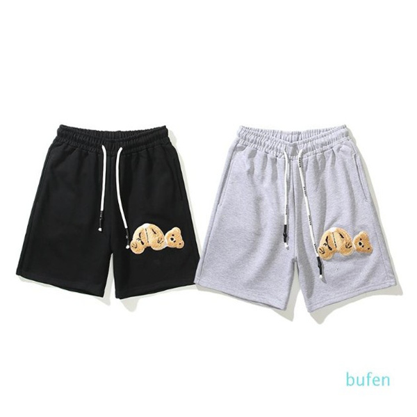 

brokenhead PA bear new teddy palm drawstring angel versatile men's and women's shorts Capris, Black
