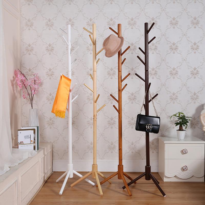 

Clothing & Wardrobe Storage Premium Wooden Coat Rack Free Standing With 8 Hooks Wood Tree Stand For Coats Hats Scarves Clothes Handbags