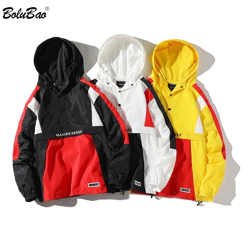 

FGKKS Trend Brand Men Fashion Jackets Spring High Street Hip Hop Men' Hooded Jacket Coats Patchwork Casual Jacket Male 210518, Purple