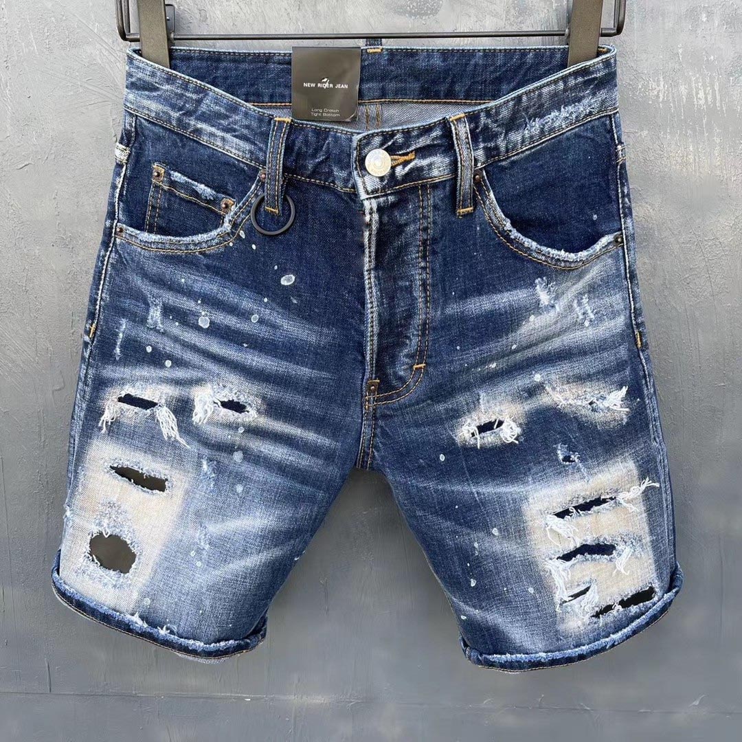 Fashion Designer Mens Ripped Biker Jeans Leather Patchwork Slim Fit Black Moto Denim Joggers For Male Distressed Jeans Pants-image-462432877