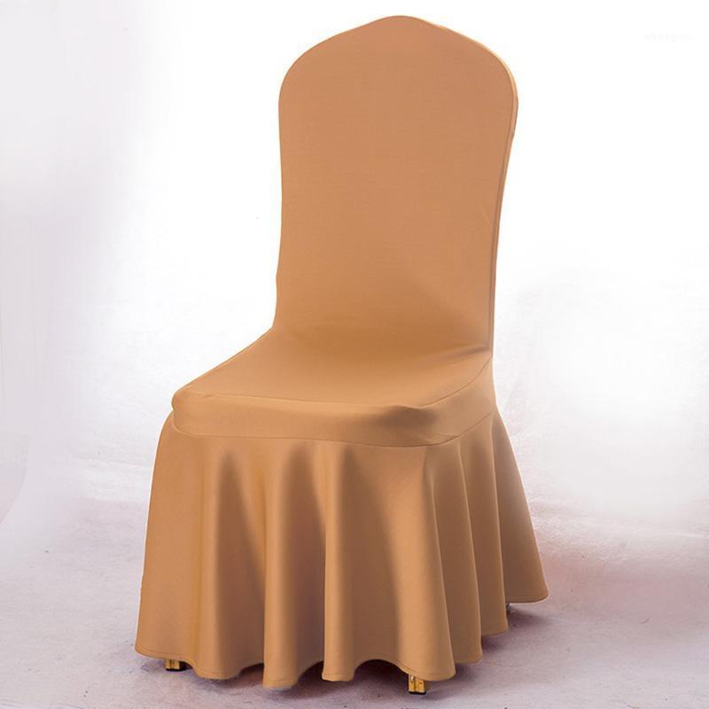 

Thicken Spandex Elastic Chair Cover Solid Color With Skirt Pleated Covers For Wedding El Banquet Decoration Slipcovers