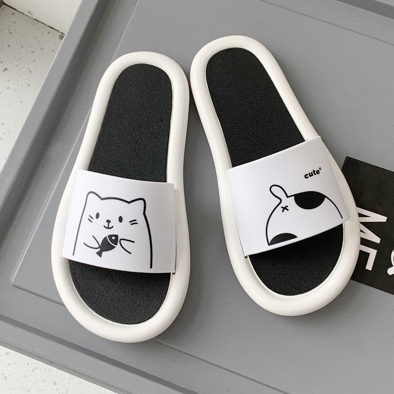 

Slippers Sandals Lady House For Women Casual Flat Kawaii Shoes Summer 2021 Fashion Female Anime Cat Pumps Beach Footwear, Black