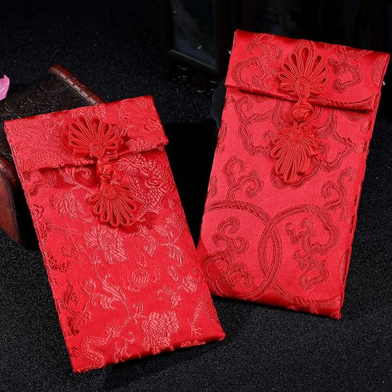 

Gift Wrap Chinese Year Red Envelope Brocade Pocket With Tassels Lucky Money Knots Enveloppe Rouge