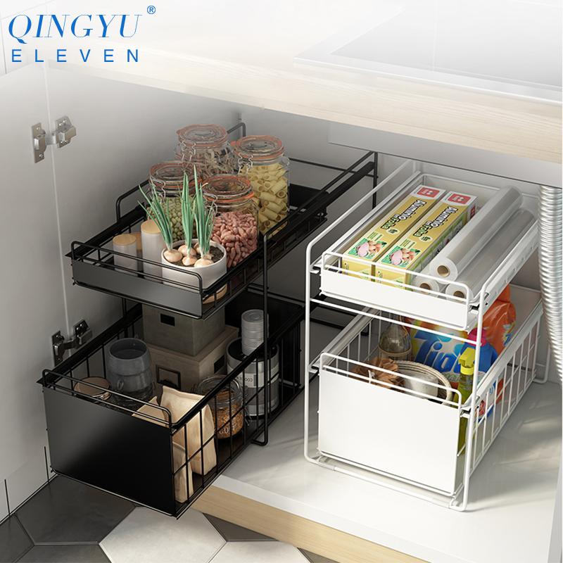 

Kitchen Storage Rack Floor-Standing Countertop Pull-out Shelves Cabinet Household & Organization