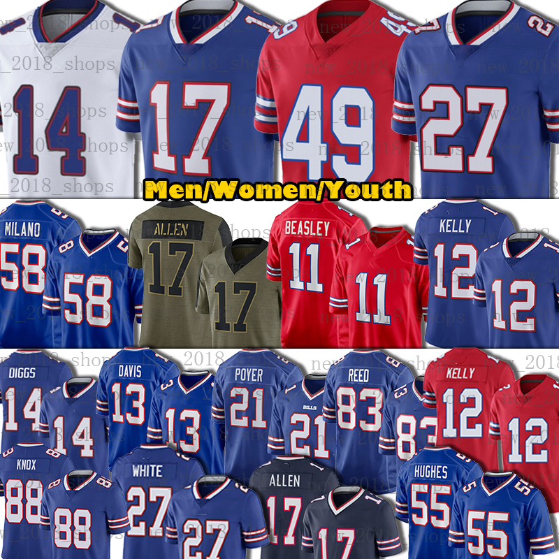 

17 Josh Allen 14 Stefon Diggs Dawson Knox Tre'Davious White Cole Beasley Poyer Football Jersey Micah Hyde Greg Rousseau Matt Milano Tyler Bass Sanders Dion Dawkins, Custom kid jersey(bie)