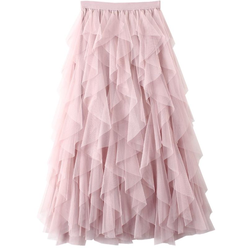 

Skirts Womens Beautiful Tutu Tulle Skirt Women Korean Fashion High Waist Pleated Female Sweet Long Maxi, Black