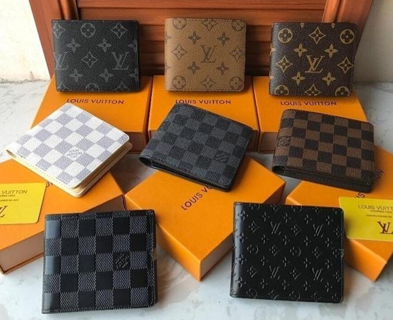 

Top Quality Handbags Men Leather Wallets GGLVLouisVittonYSLVUTTON MULTIPLE Wallet Women Luxury Purse Designer, Red;black