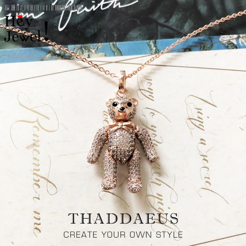 

Chains Necklace Rose Gold Teddy Bear,2021 Summer Brand Cute Fine Jewelry Europe 925 Sterling Silver Bijoux Gift For Women