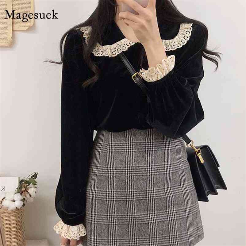 

Autumn Solid Vintage Women Shirt Plus Size Long Sleeve Girls Blouse Female Oversize Tops Blouses Femme Blusas 11606 210518, Black