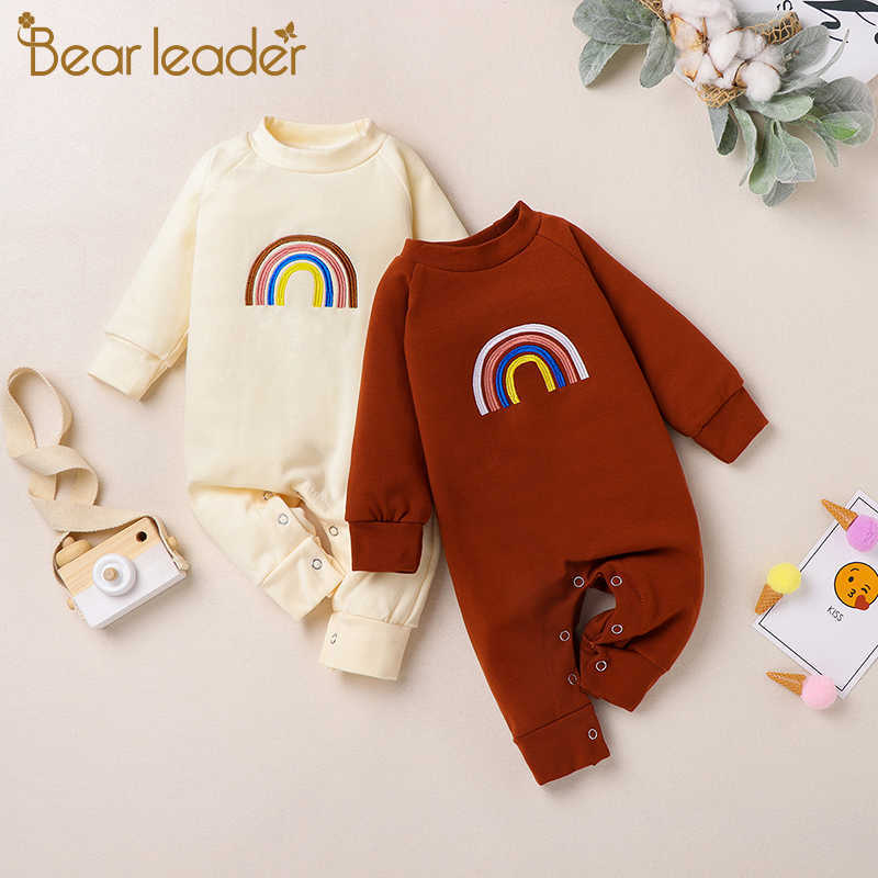 

Bear Leader born Infant Baby Boys Girls Romper Cotton Knitted Rainbow Long Sleeve Solid Jumpsuit Toddler Clothes Outfits 210708, Ah4626brown