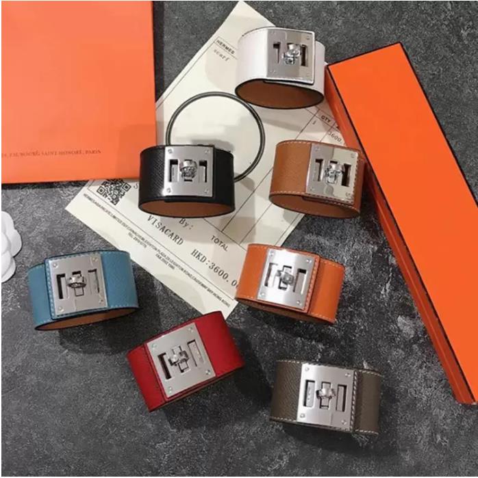 

Luxury jewelry Designer Jewelry Women Bracelet Wide Leather mens Bracelets with rotary buckle Punk H Aurous stainless Steel Fashion Ins Star Style
