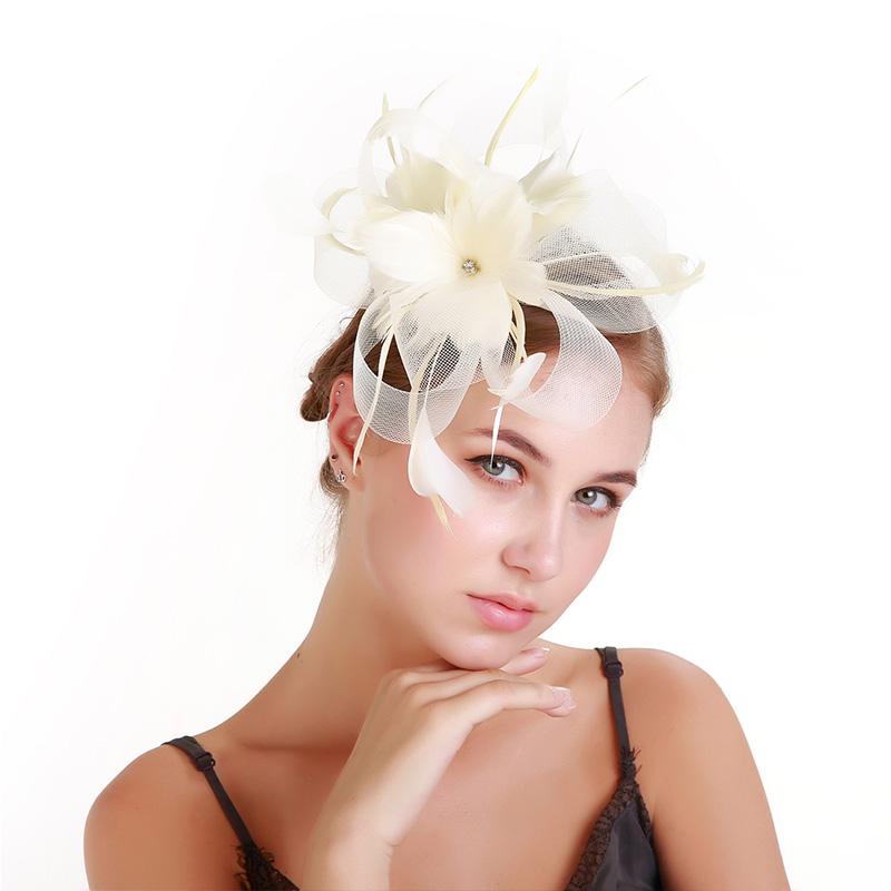 

Hair Accessories Flower Cocktail Tea Party Headwear Mesh Feather Fascinators Top Hat For Girls And Women