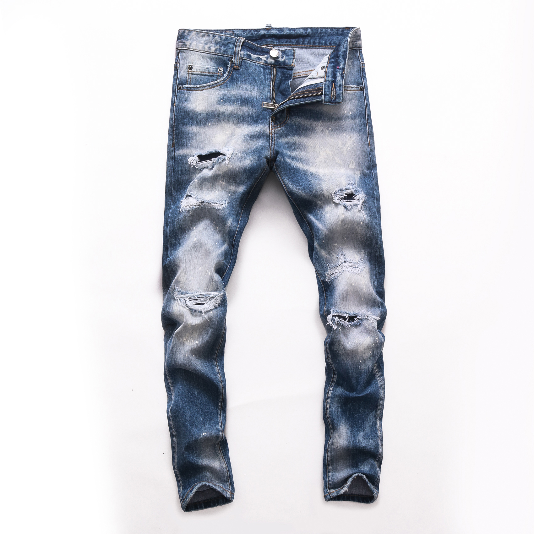 Men Jeans Pant New Model Slim Fit Straight Leg Stretchy Ripped Badge Skinny Men&#039;s Denim Pants Regular Cotton Jean Destroyed Hole Clothing Hi-image-740957092